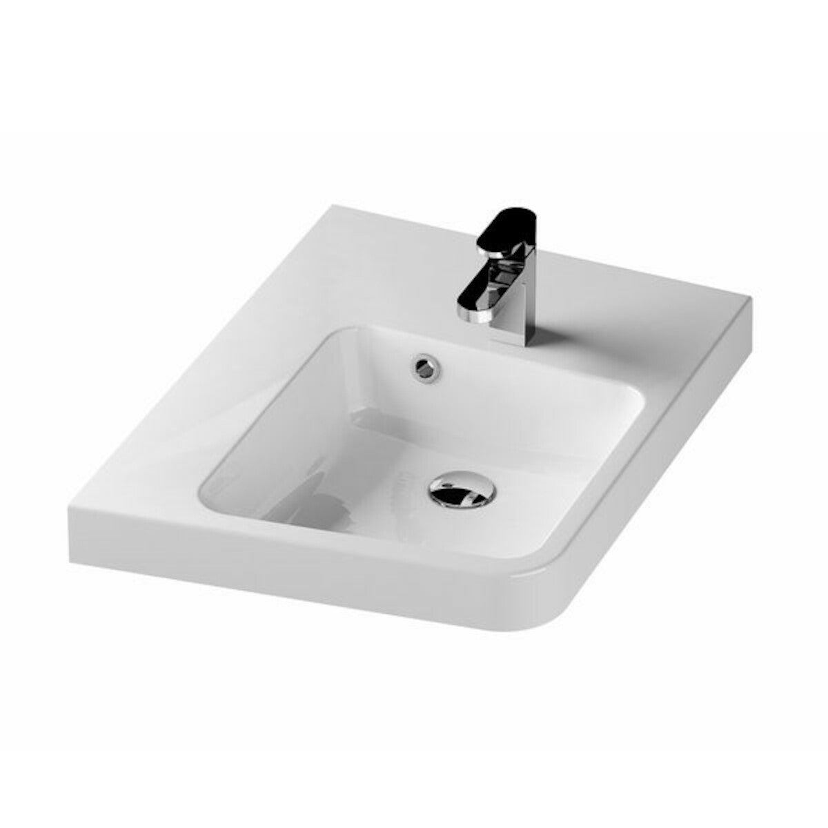 XJAL1100001 Ravak BeHappy II 50 x 66,5 cm leva izvedba kotni keramični umivalnik z odprtino za armaturo