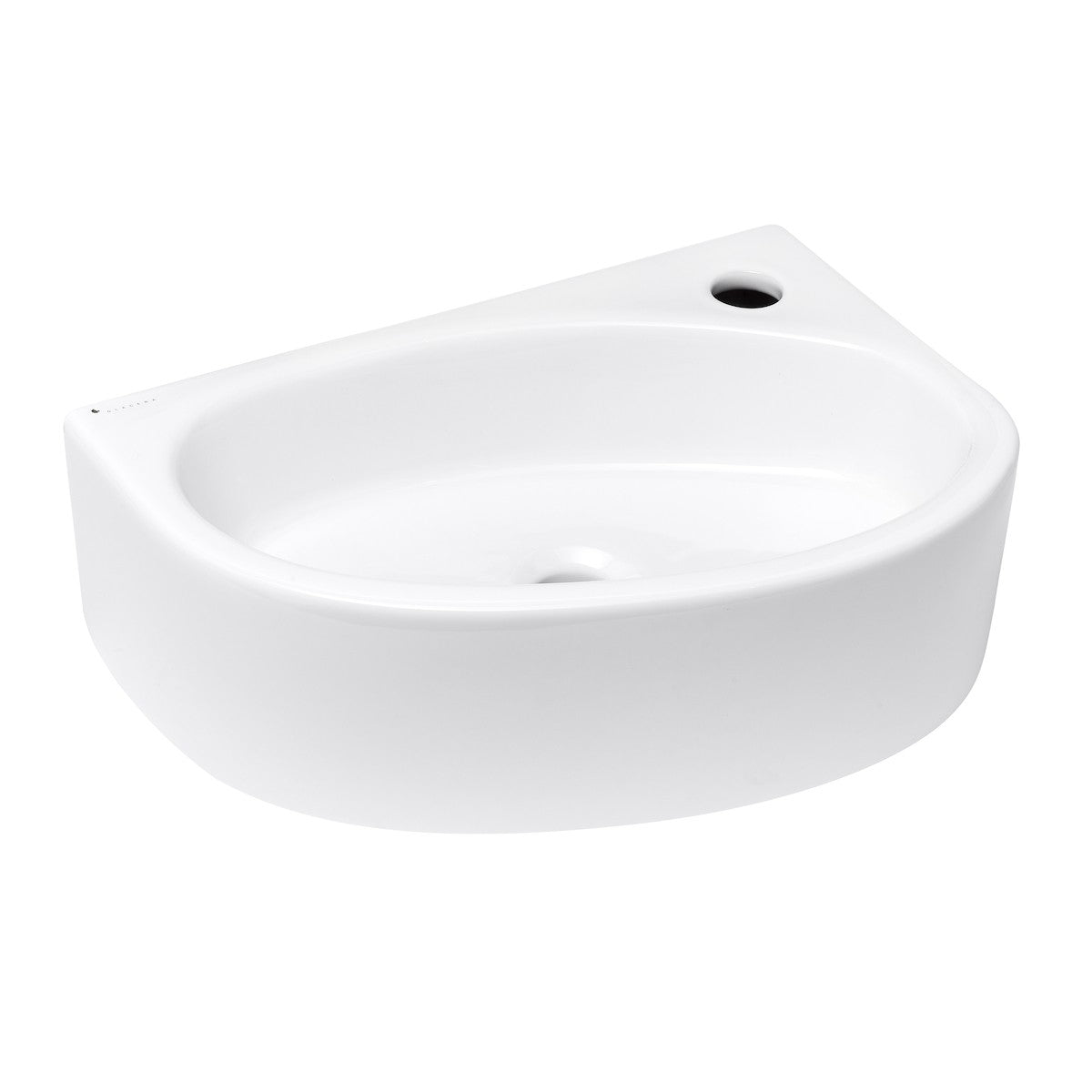 Umivalniki BG4229 Glacera Bigio 42 x 29,5 cm desna izvedba kotni stenski keramični umivalnik z odprtino za armaturo | KOPALNICA-ONLINE.SI