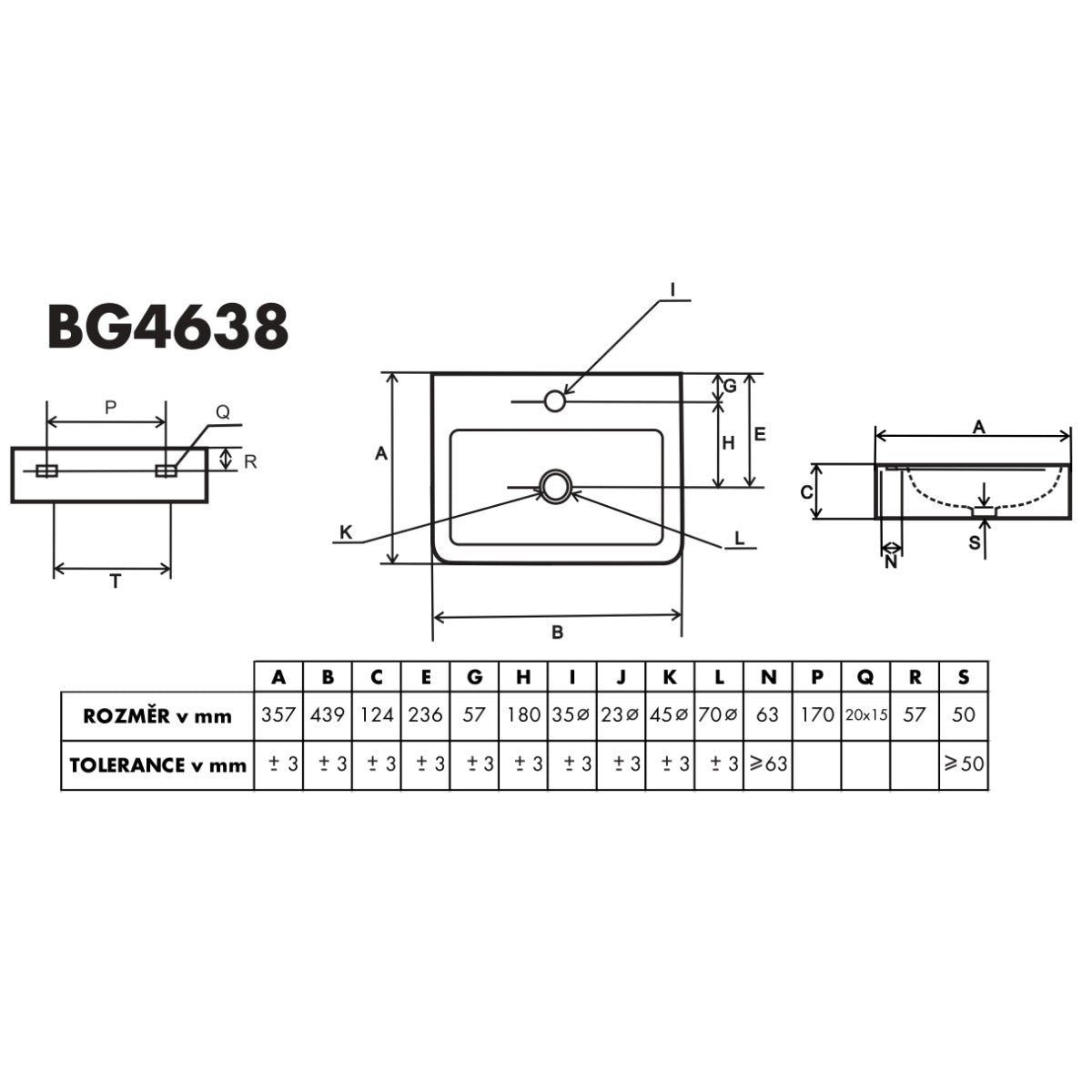 Umivalniki BG4638 Glacera Bigio 44 x 36 cm kvadratni stenski keramični umivalnik z odprtino za armaturo | KOPALNICA-ONLINE.SI