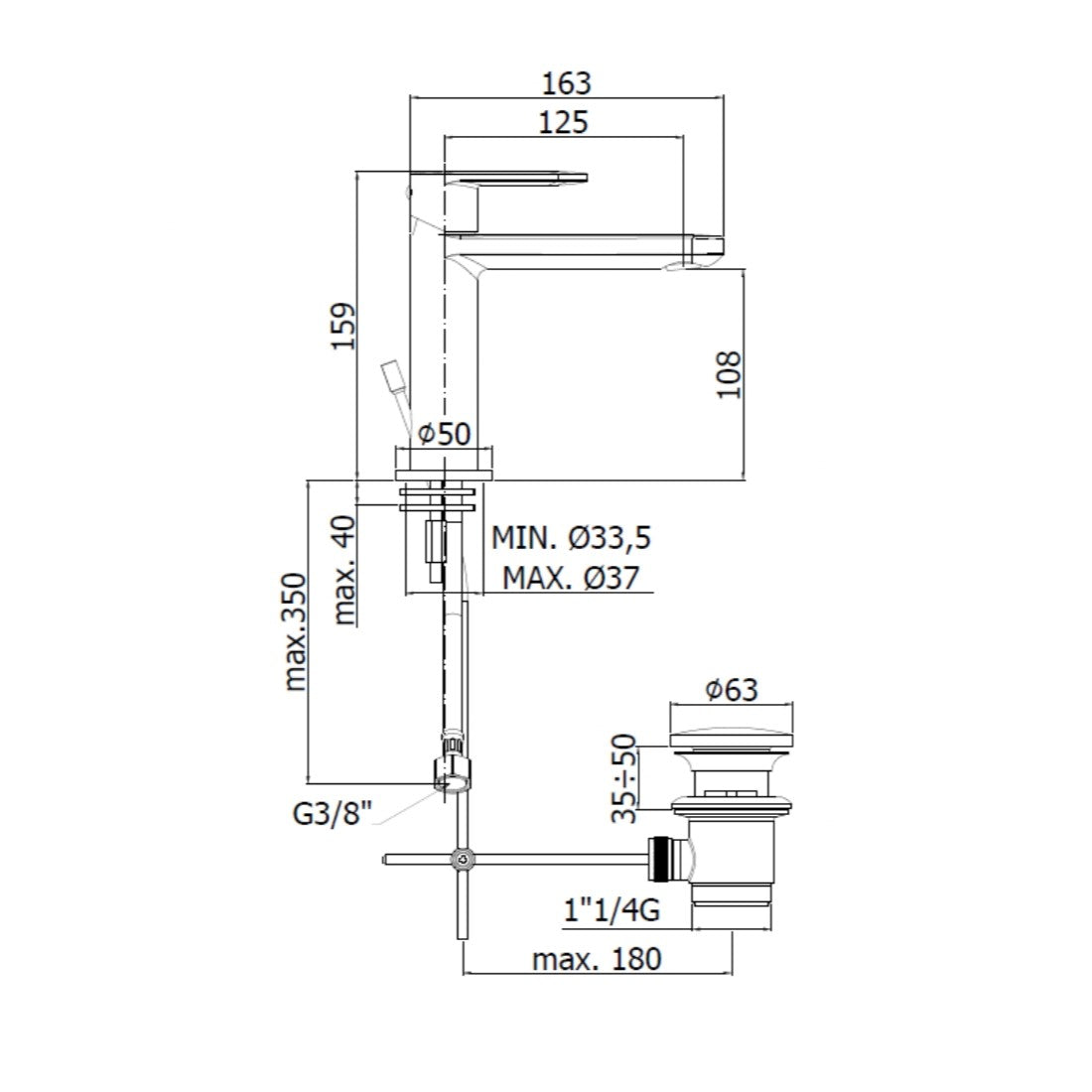 Armature CA075HCR Paffoni Pavia armatura za umivalnik | KOPALNICA-ONLINE.SI