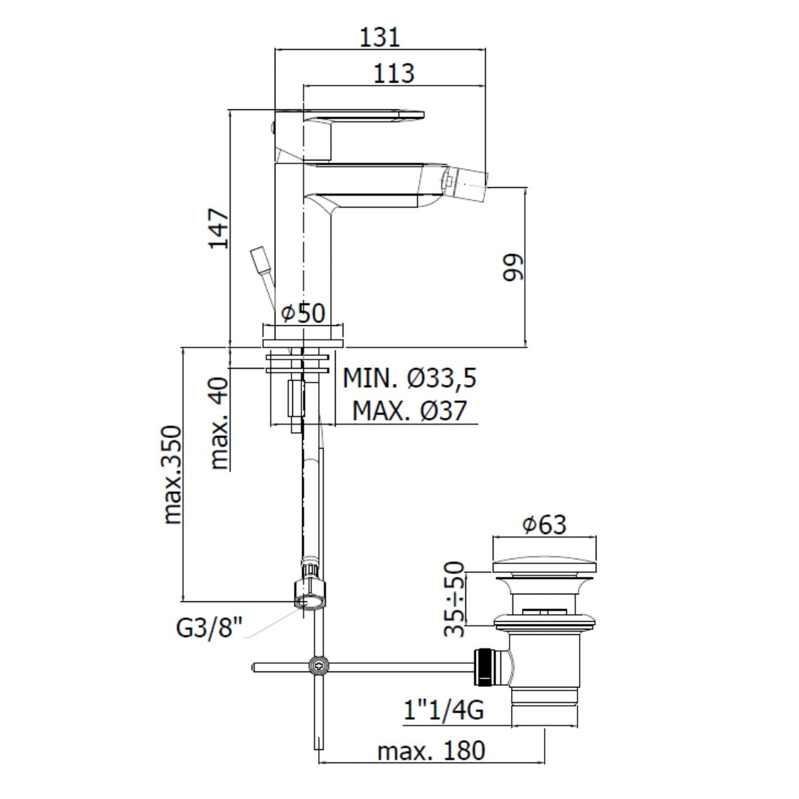 Armature CA135 Paffoni Pavia armatura za bide | KOPALNICA-ONLINE.SI