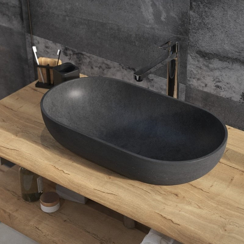 Umivalniki CEM6535A SAT Cemento 65 x 35 cm ovalni kamniti nadpultni umivalnik | KOPALNICA-ONLINE.SI
