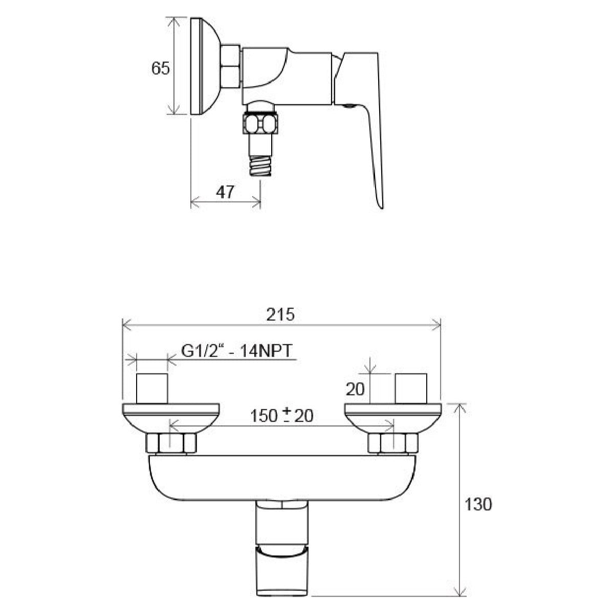 X070084 Ravak Classic stenska armatura za tuš