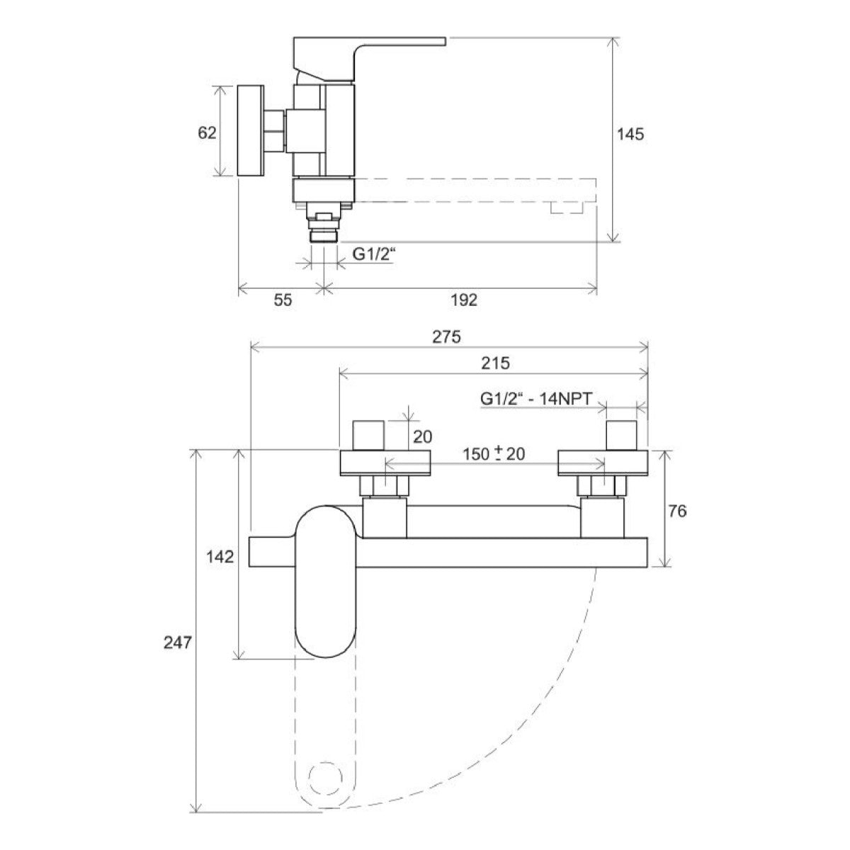X070042 Ravak Chrome stenska armatura za kad