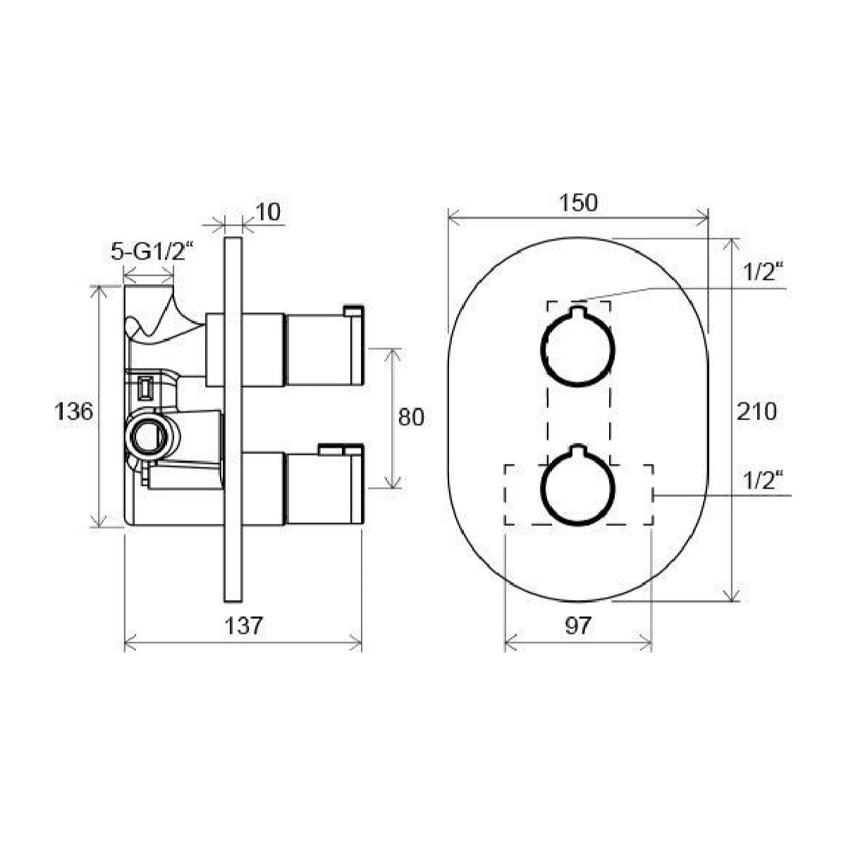 Armature CR064.00 Ravak Chrome termostatska pokrivna plošča | KOPALNICA-ONLINE.SI