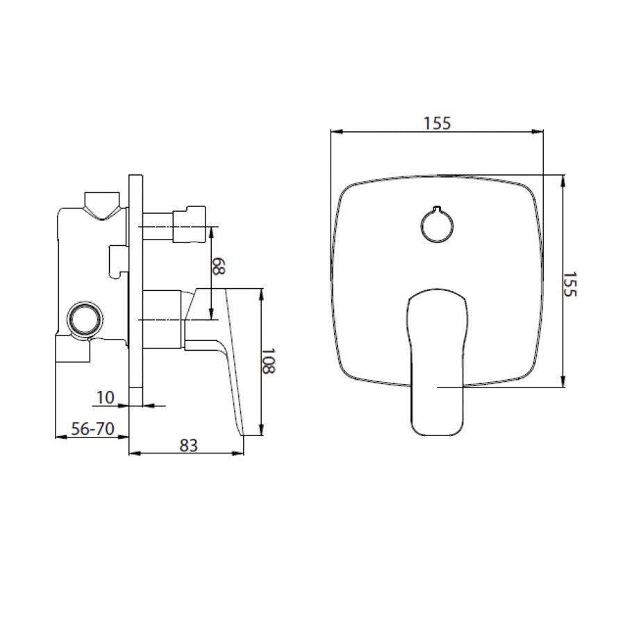 Armature-CU215 Optima Cube Way (2 priključka) podometna armatura za kad ali tuš -KOPALNICA-ONLINE.SI