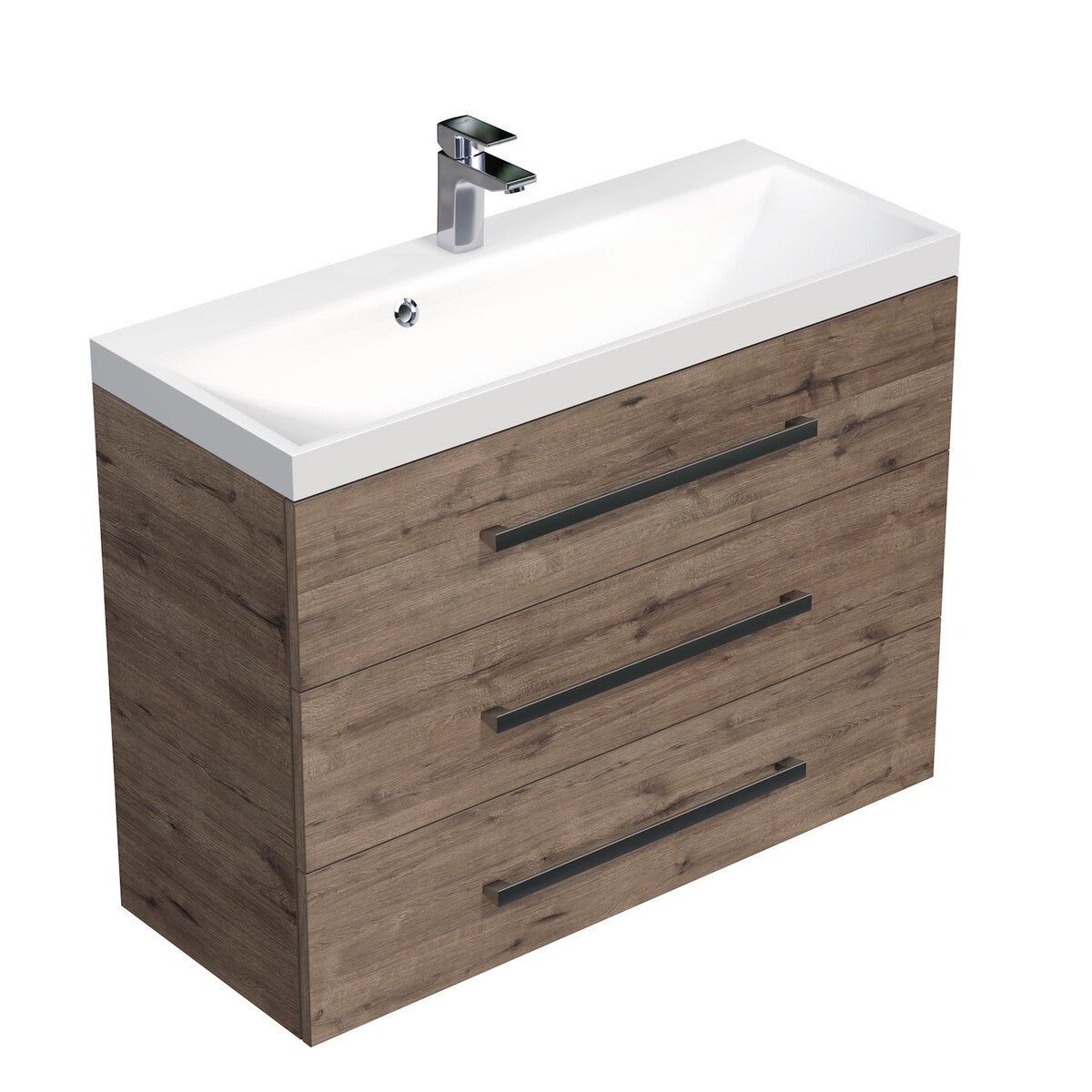 Kopalniško pohištvo CUBE21003DW Naturel Cube Way 100 x 40 cm umivalnik z omarico | KOPALNICA-ONLINE.SI