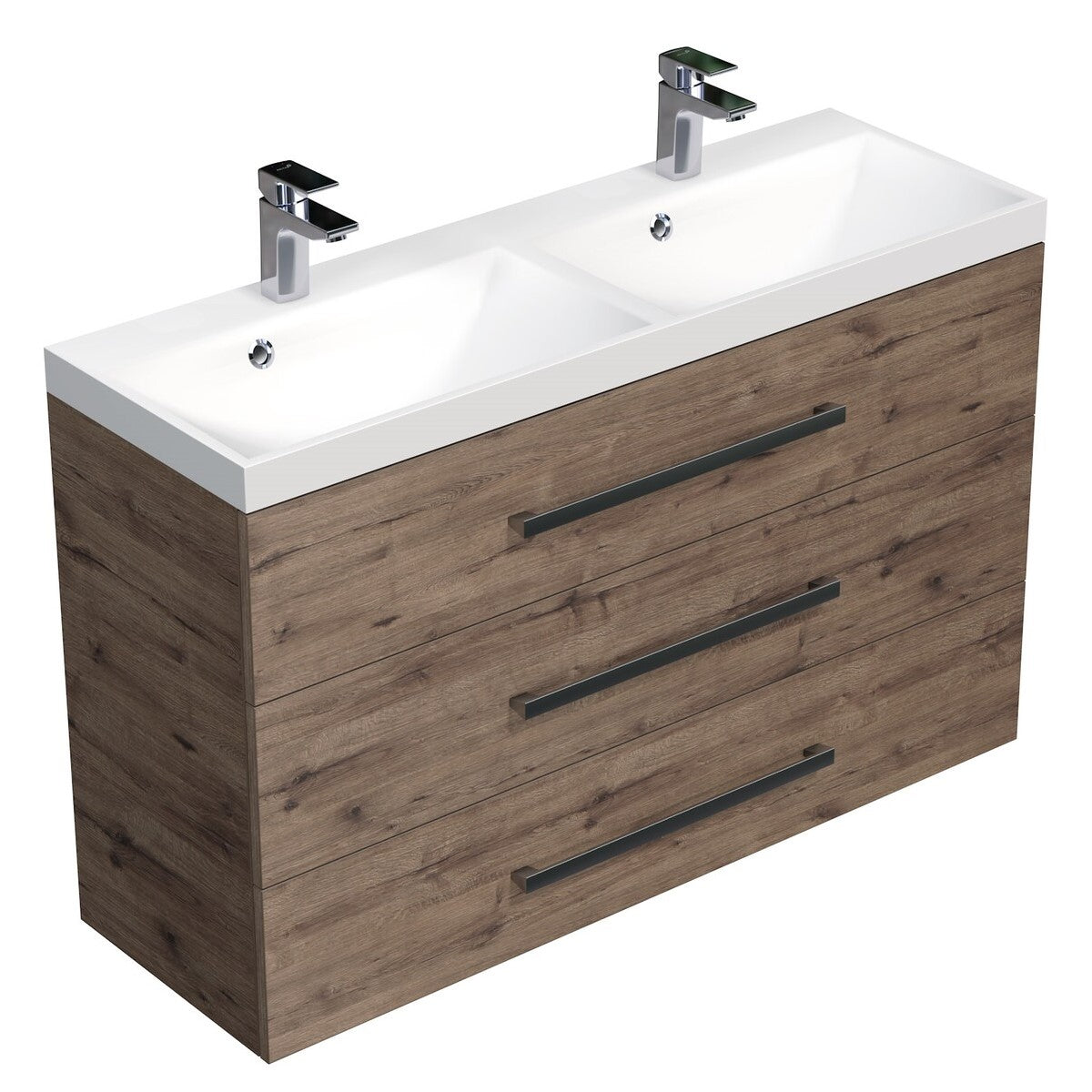 Kopalniško pohištvo CUBE21203DW Naturel Cube Way 120 x 40 cm dvojni umivalnik z omarico | KOPALNICA-ONLINE.SI