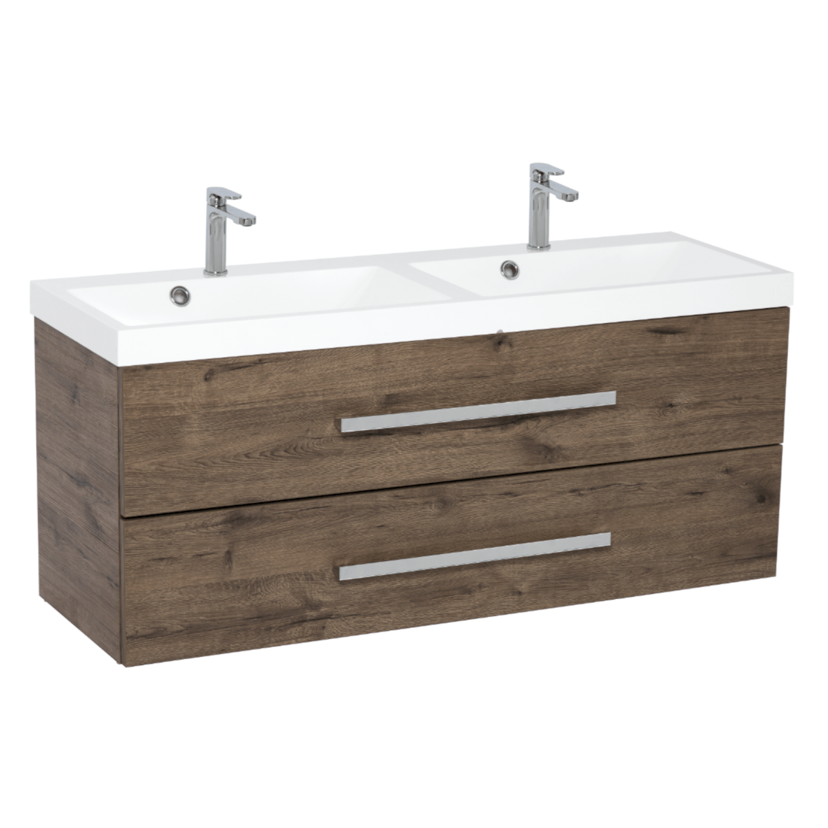 Kopalniško pohištvo CUBE2120ZDW Naturel Cube Way 120 x 40 cm dvojni umivalnik z omarico | KOPALNICA-ONLINE.SI