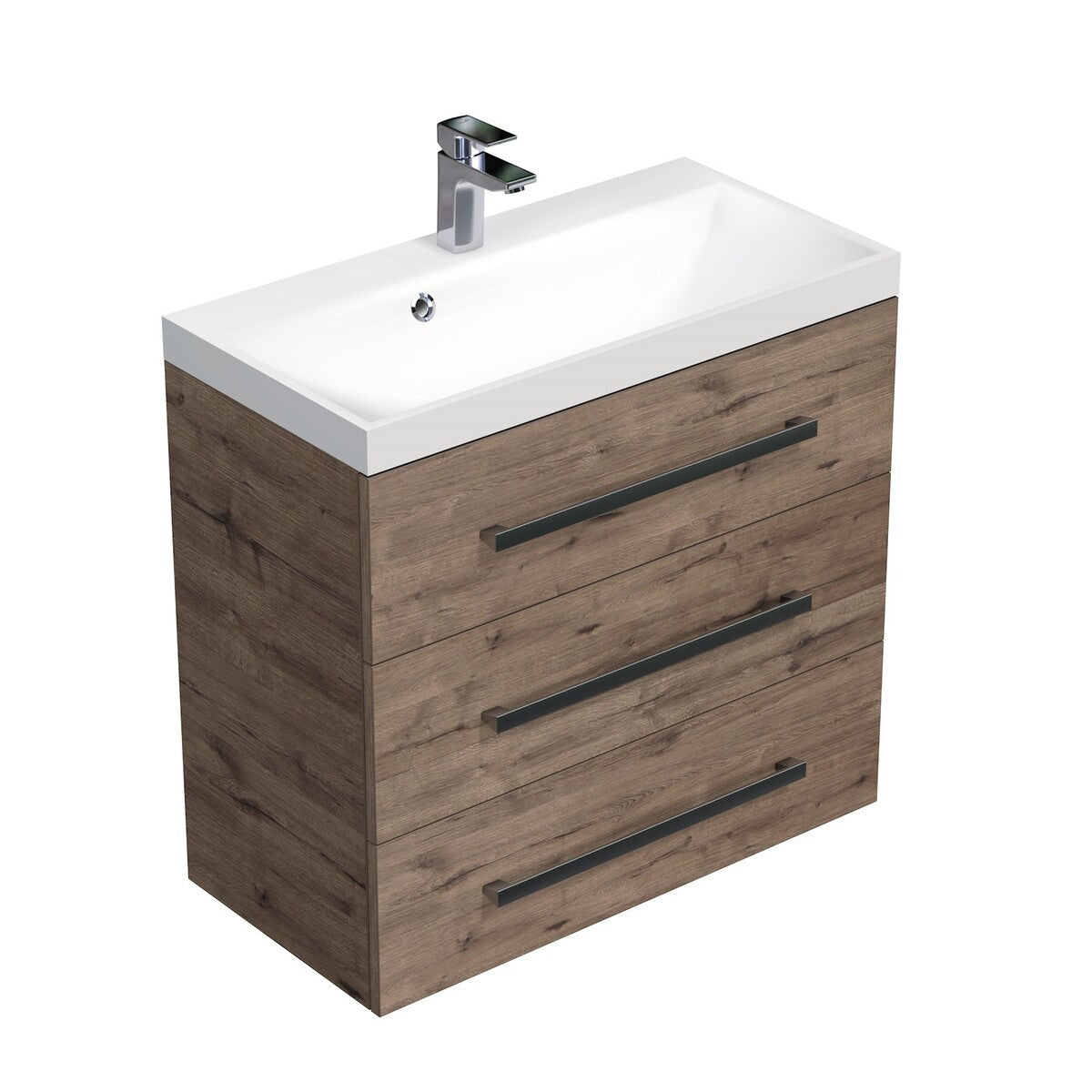 Kopalniško pohištvo CUBE2803DW Naturel Cube Way 80 x 40 cm umivalnik z omarico | KOPALNICA-ONLINE.SI