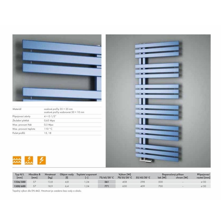 Radiatorji DMIR12360500 ISAN Miro 124 cm x 50 cm kopalniški radiator univerzalni | KOPALNICA-ONLINE.SI