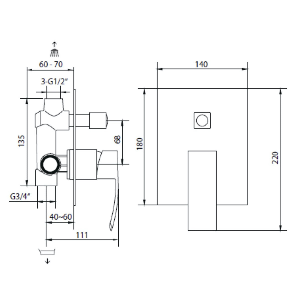 Armature-DO215 Optima Donata (2 priključka) podometna armatura za kad ali tuš -KOPALNICA-ONLINE.SI