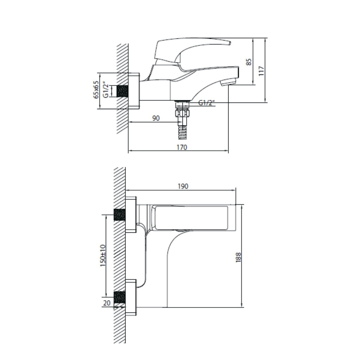 Armature-DO222 Optima Donata stenska armatura za kad -KOPALNICA-ONLINE.SI