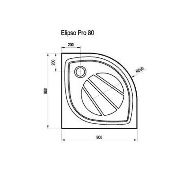XA234401010 Ravak Elipso 80 x 80 cm polkrožna tuš kad iz litega marmorja