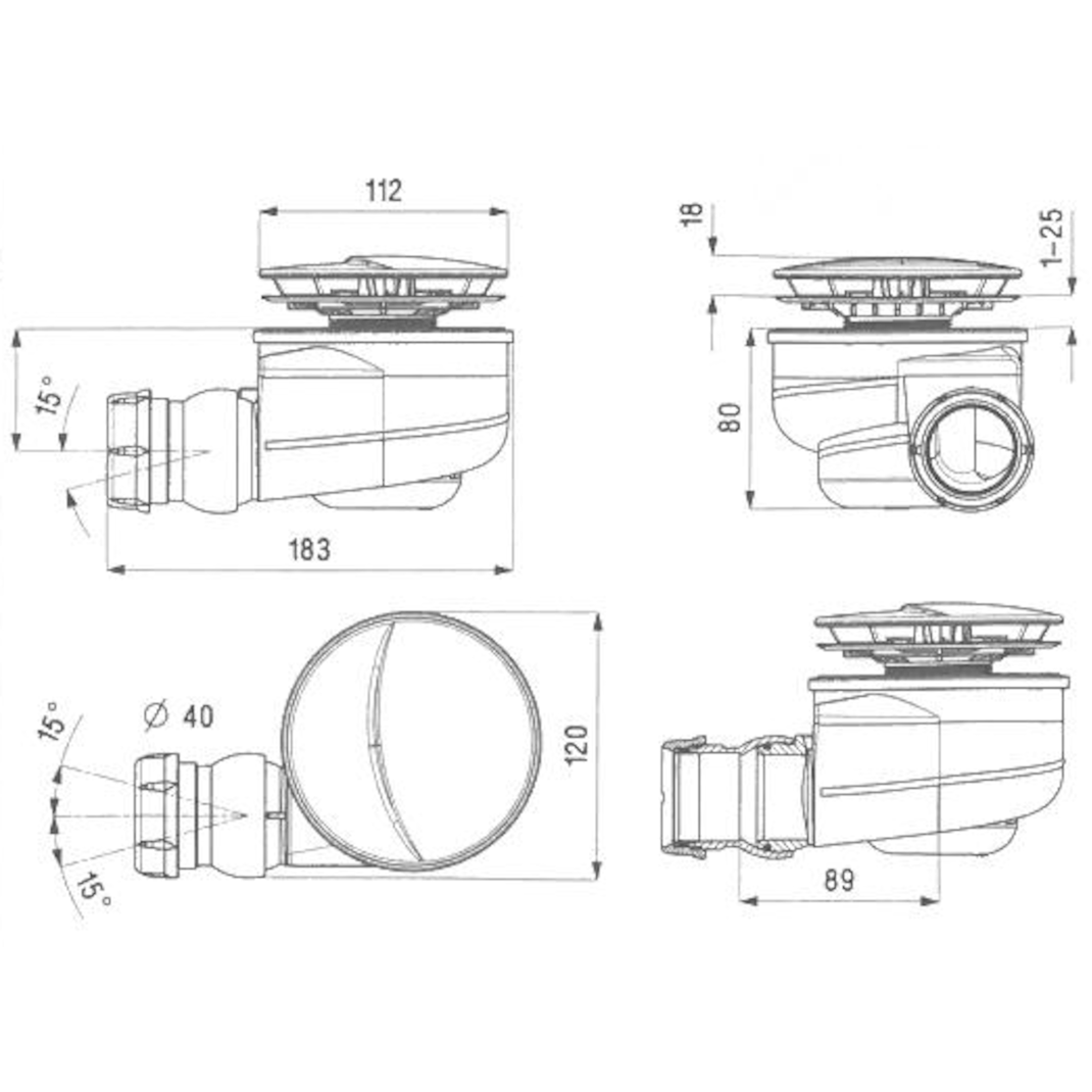 ETURBO90 Nicoll Turboflow sifon za tuš kad 90 mm