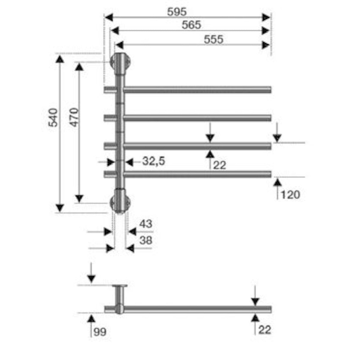 FE3594540NRZ P.M.H. Fenix 54 cm x 60 cm električni stenski sušilec za brisače