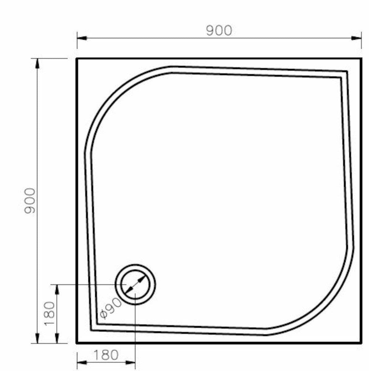 FLA90Q SIKO 90 x 90 cm kvadratna tuš kad iz sanitarnega akrila