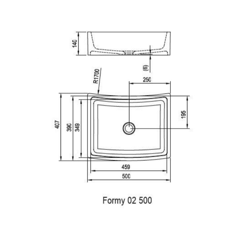 FORUM0250 Ravak Formy 50 x 41 cm pravokotni nadpultni umivalnik iz litega marmorja