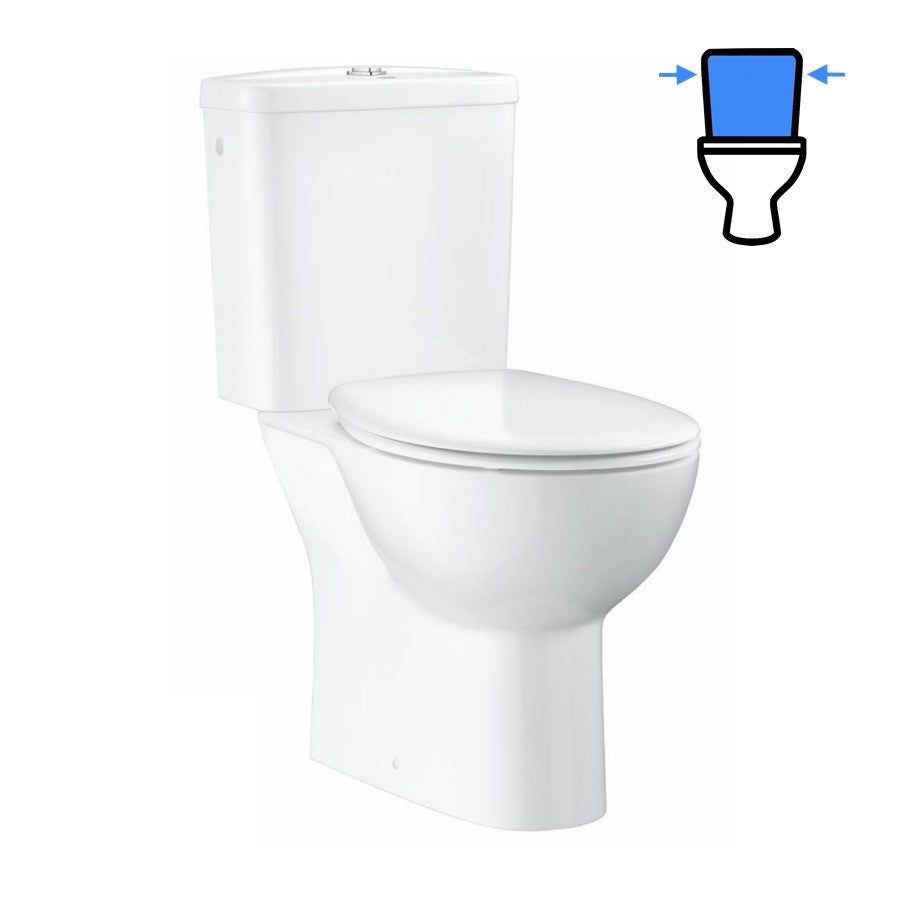 WC školjke 39347000 Grohe Bau Ceramic talna WC školjka monoblok (stenski izliv) z WC desko s počasnim zapiranjem | KOPALNICA-ONLINE.SI