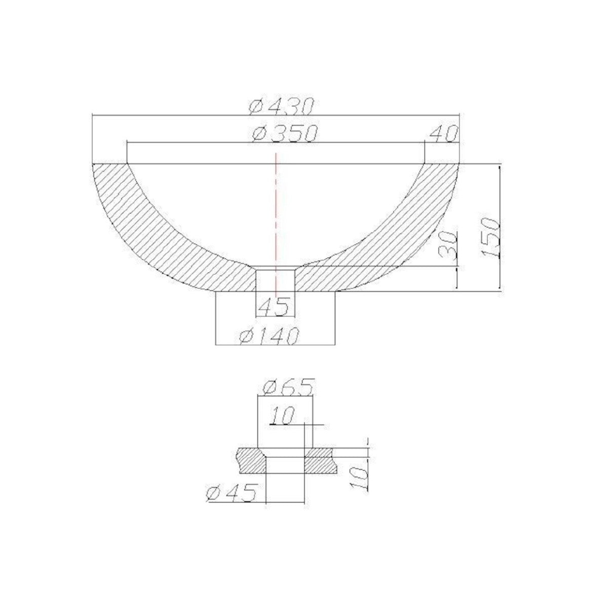 GA702 Triomini 43 x 43 cm okrogli leseni nadpultni umivalnik z mat zaključkom