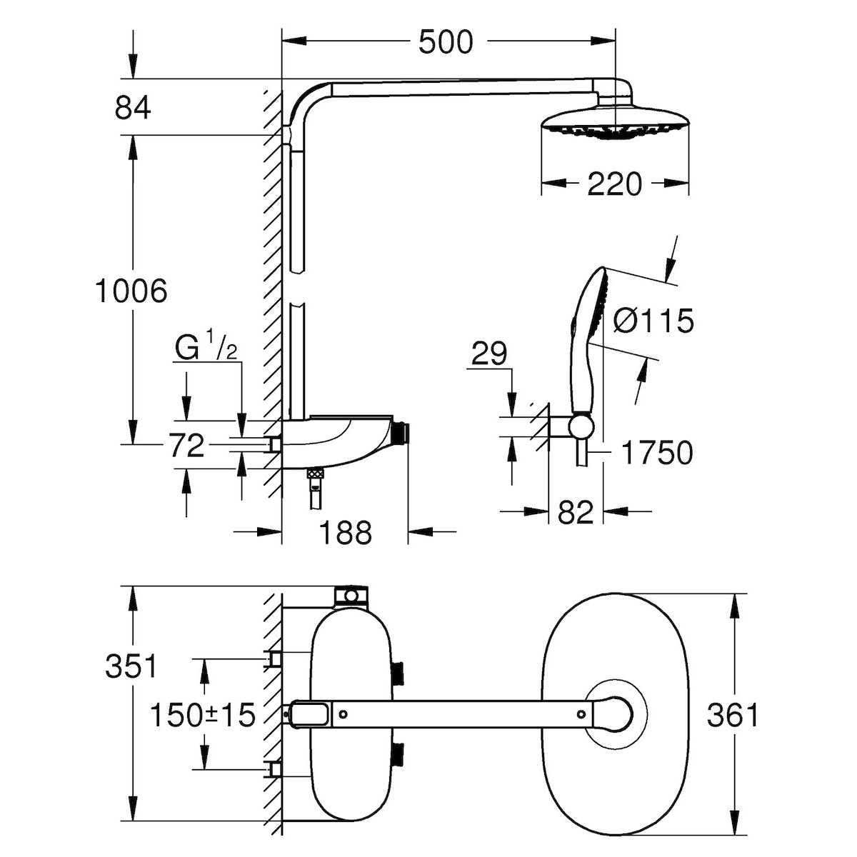 26250000 Grohe Rainshower SmartControl 360 DUO termostatska armatura s tuš setom