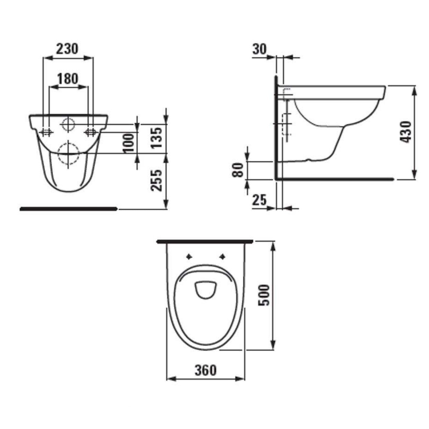 H8201500000001 Laufen Pro Nordic viseča brezrobna WC školjka