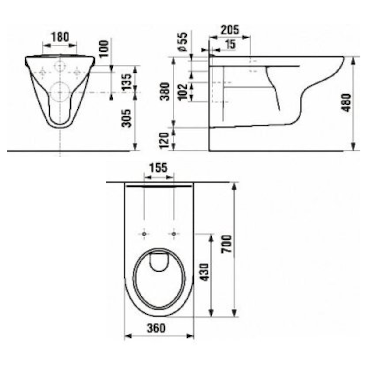 H8206420000001 Jika Deep viseča WC školjka za invalide