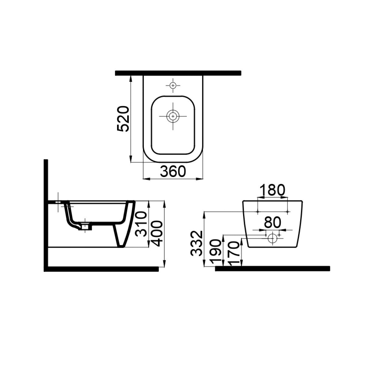 HA020 Glacera Havana viseči bide kvadratni