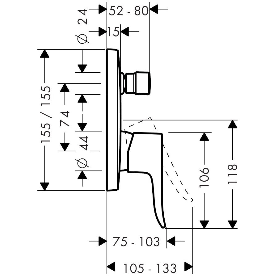 Armature 31454000 Hansgrohe Metris pokrivna plošča | KOPALNICA-ONLINE.SI