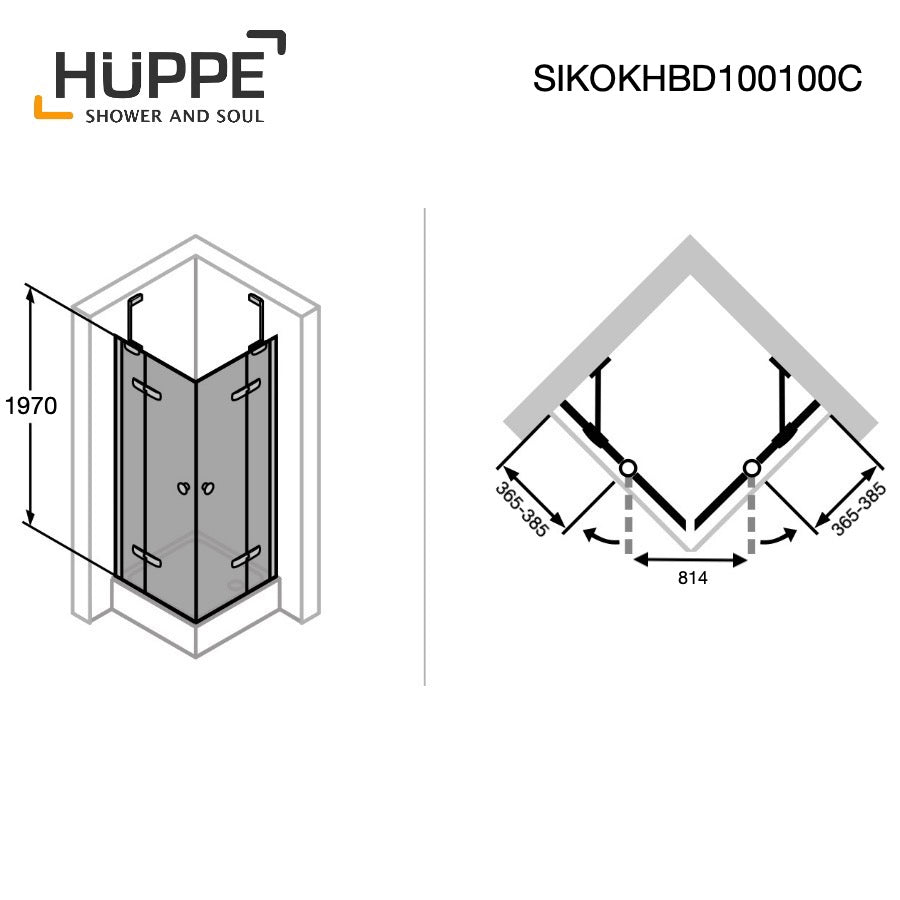 SIKOKHBD100100 Hüppe Strike New 100 x 100 kvadratna tuš kabina