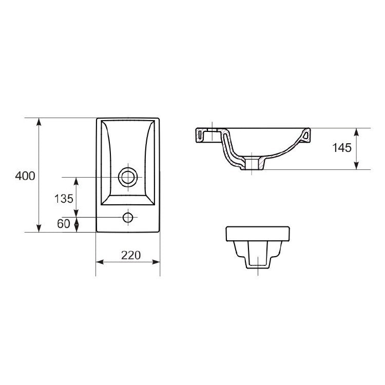 K32-001-BOX Cersanit Como 40 x 22 cm keramični umivalnik z odprtino za armaturo