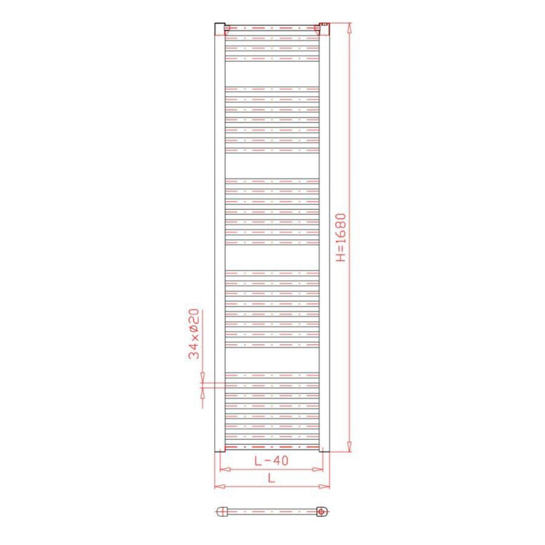 KD4501680 Thermal Trend 168 cm x 45 cm kopalniški radiator univerzalni
