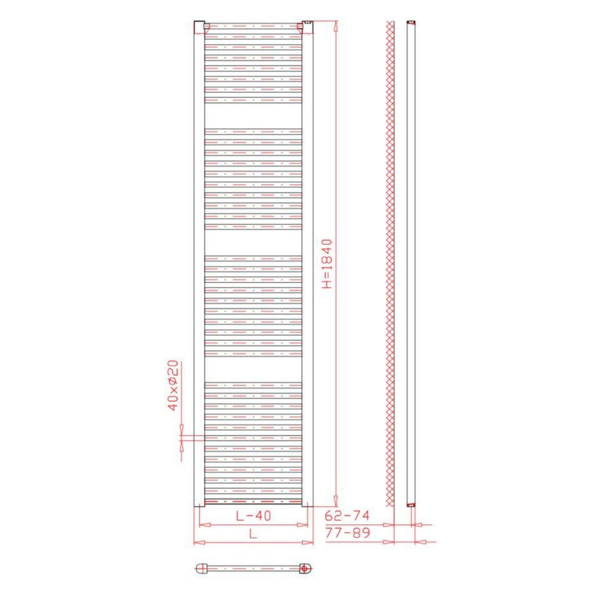 KD4501850 Thermal Trend 185 cm x 45 cm kopalniški radiator univerzalni