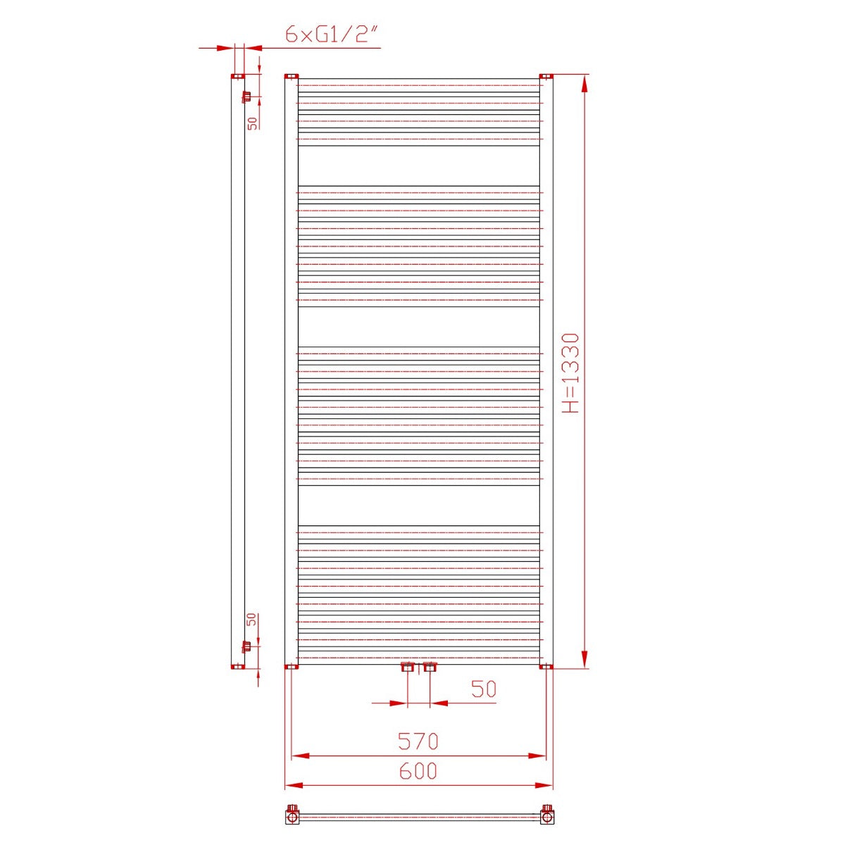 KH6001320SBL Thermal Trend KH 60 cm x 133 cm kopalniški radiator univerzalni