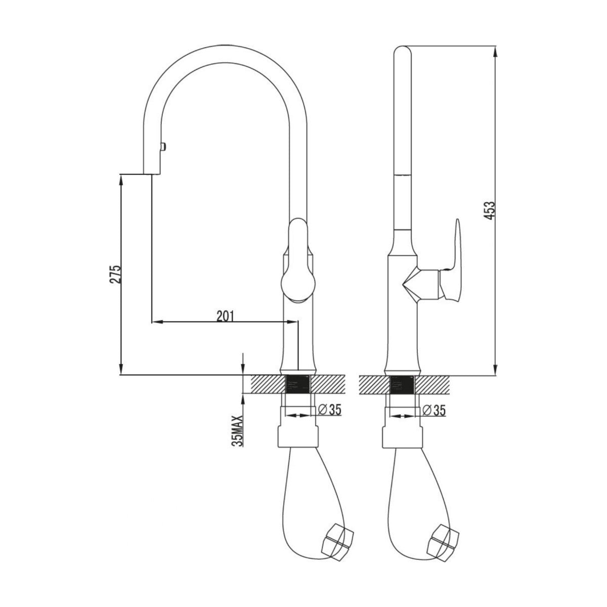X070078 Ravak Freedom vrtljiva izvlečna kuhinjska armatura