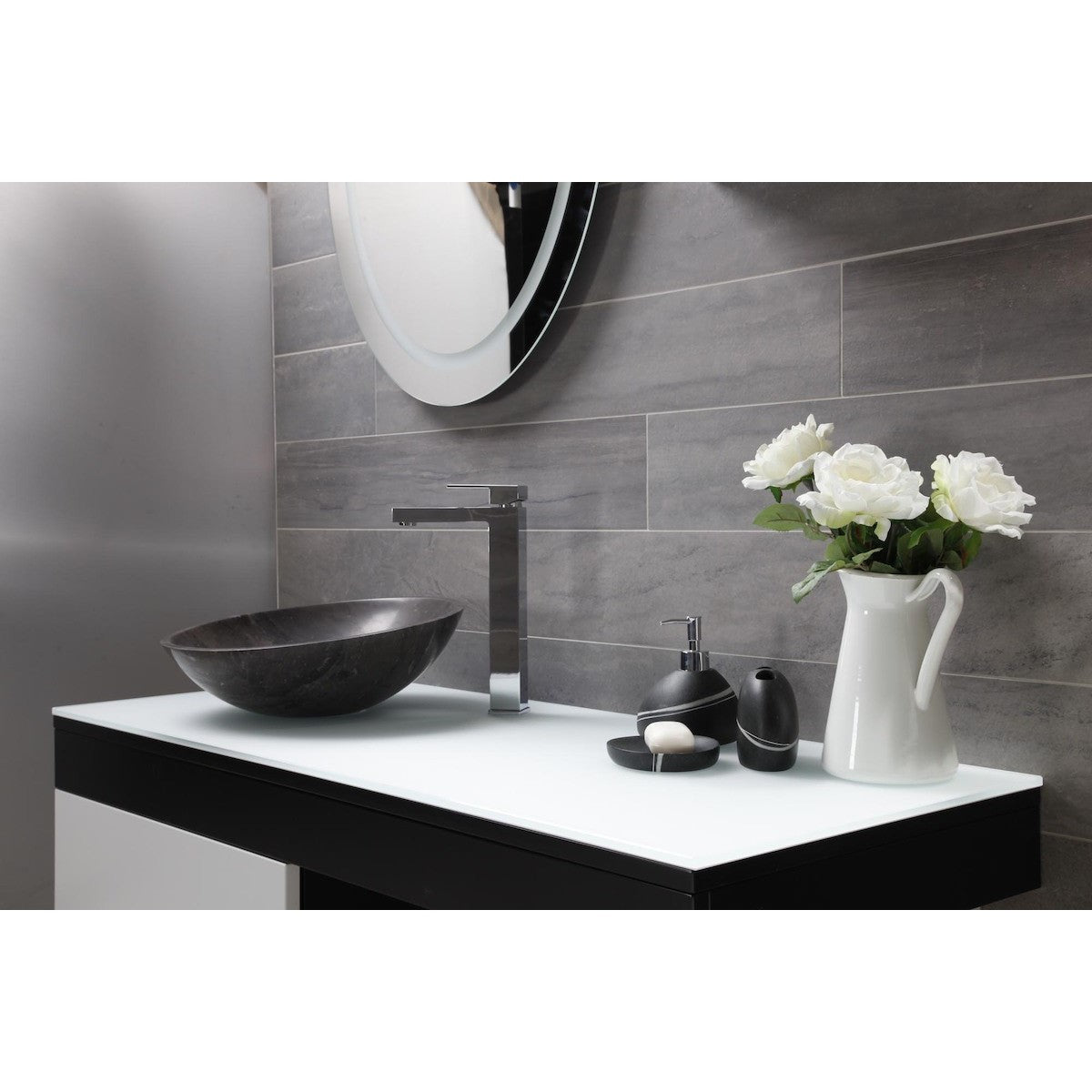 LA4040LB Triomini Lapis 40 x 40 cm okrogli kamniti nadpultni umivalnik