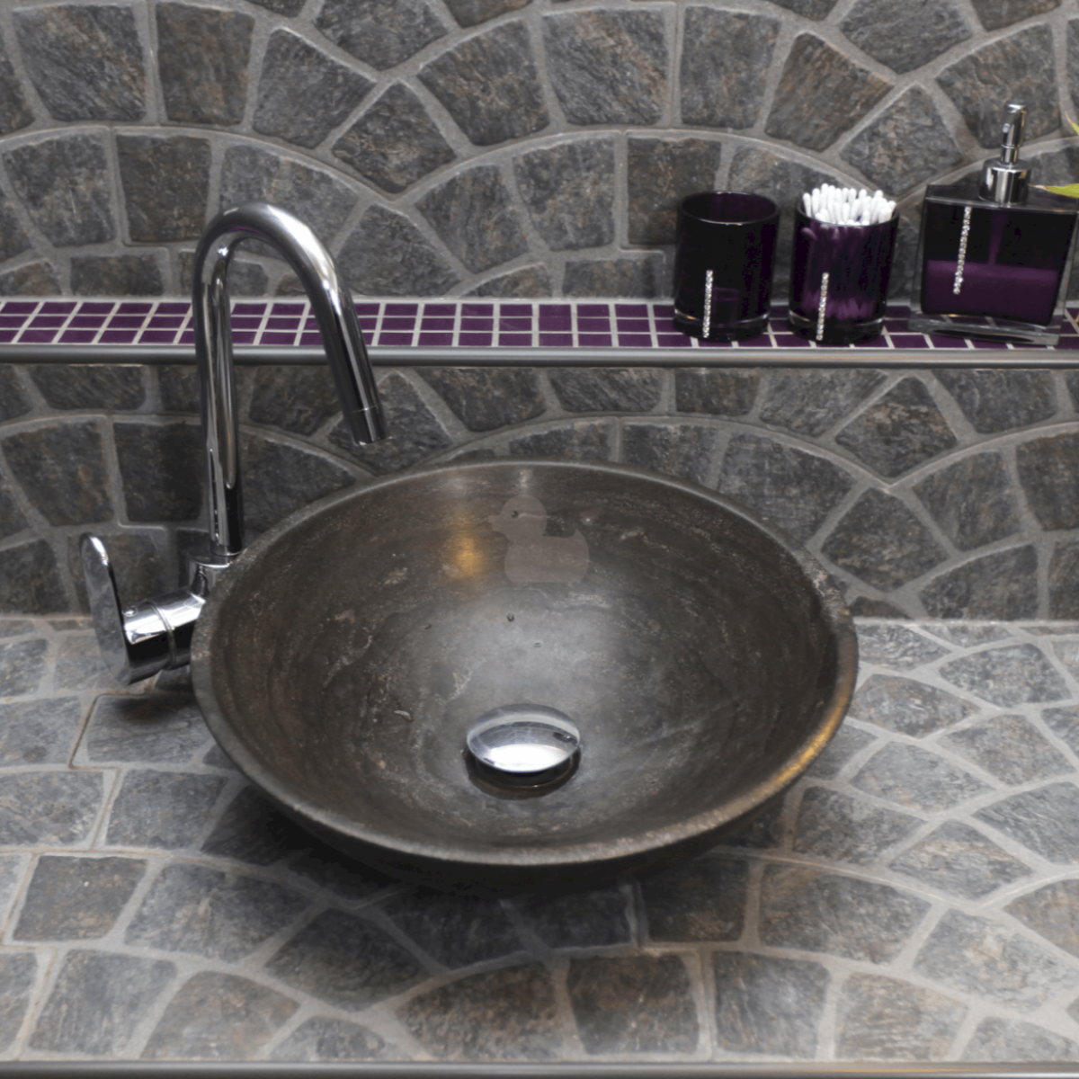 LA4040LB Triomini Lapis 40 x 40 cm okrogli kamniti nadpultni umivalnik