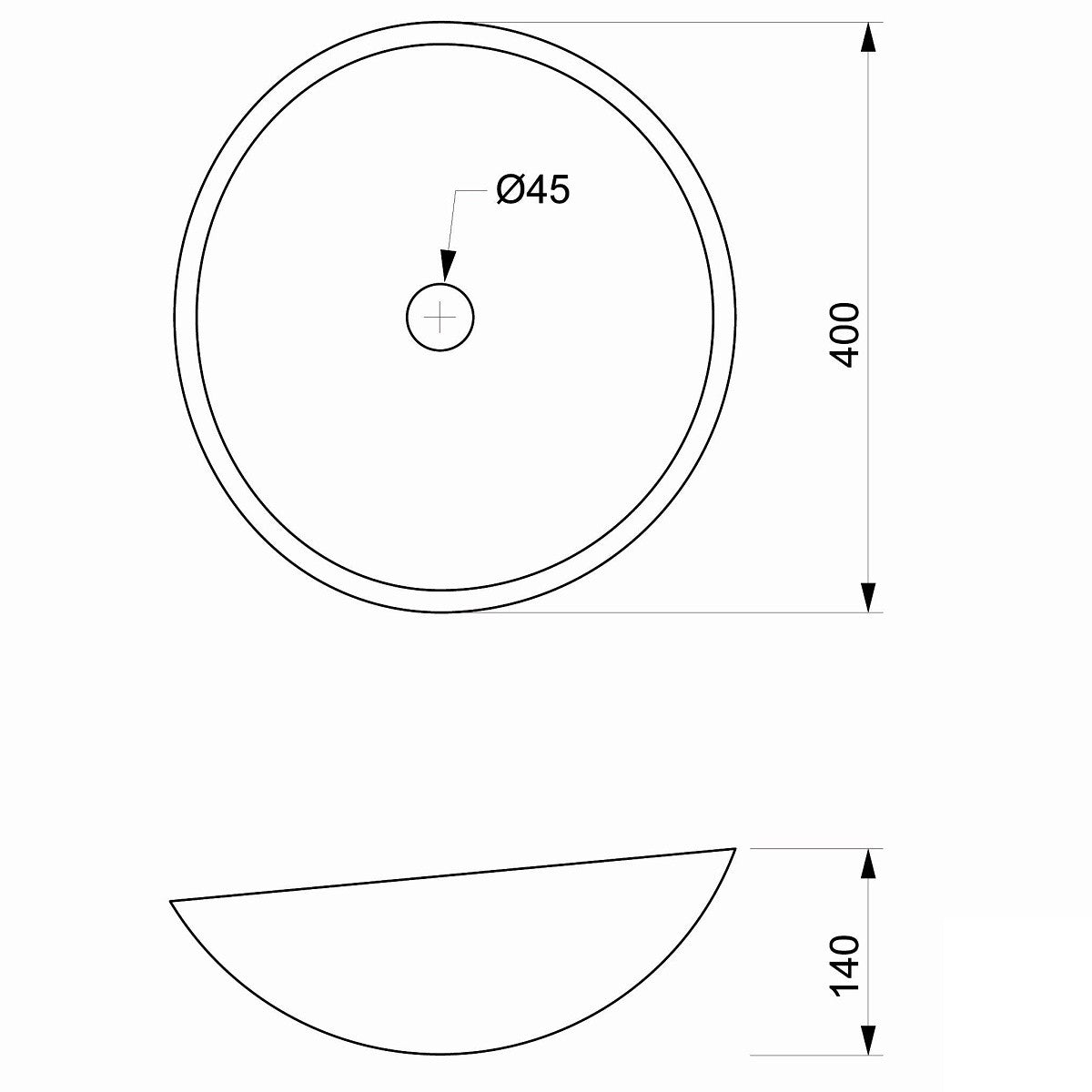 LA4040LB Triomini Lapis 40 x 40 cm okrogli kamniti nadpultni umivalnik