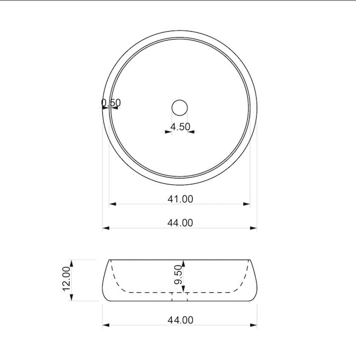 LA4444LG Triomini Lapis 44 x 44 cm kvadratni kamniti napultni umivalnik