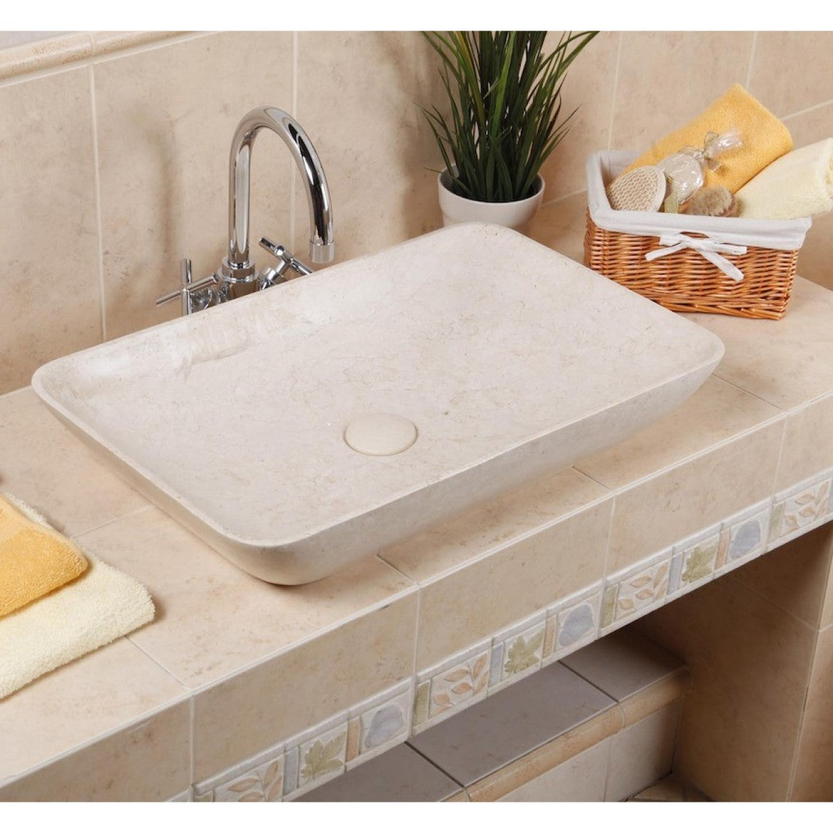 LA6038LB Triomini Lapis 60 x 38 cm pravokotni kamniti nadpultni umivalnik