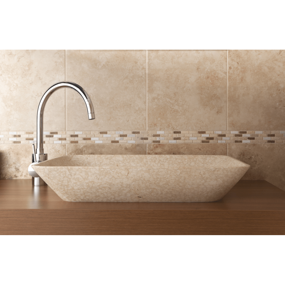 LA6038LB Triomini Lapis 60 x 38 cm pravokotni kamniti nadpultni umivalnik