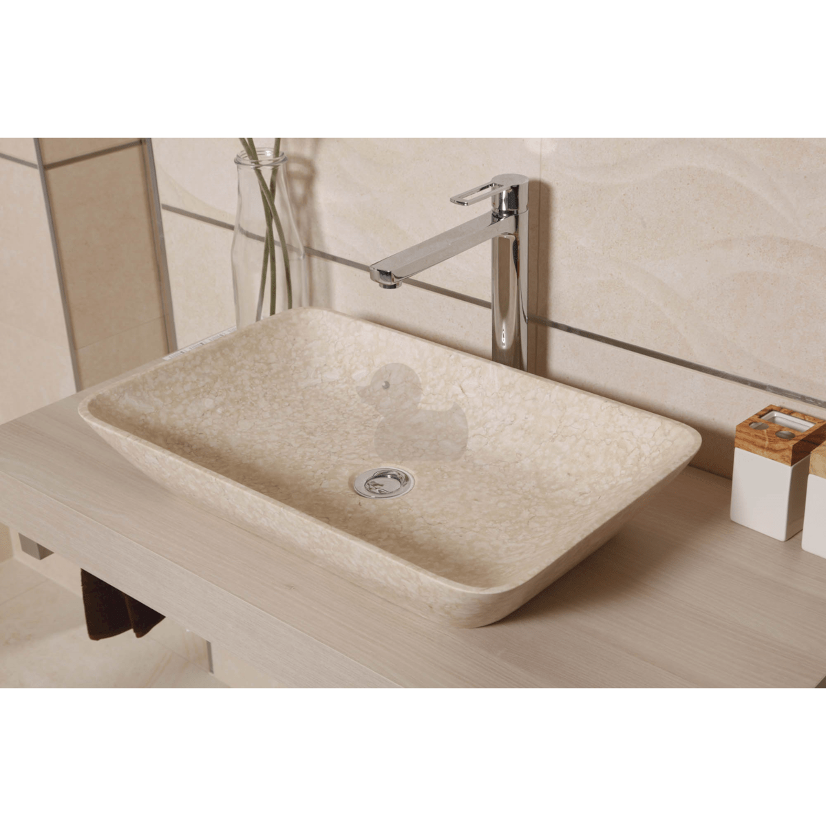 LA6038LB Triomini Lapis 60 x 38 cm pravokotni kamniti nadpultni umivalnik