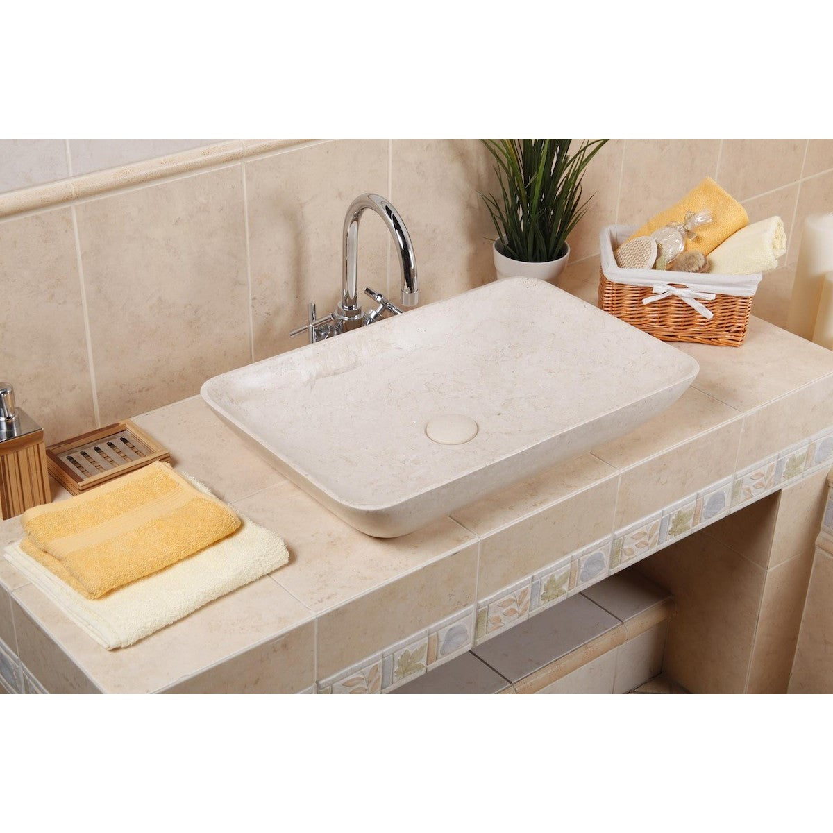 LA6038LB Triomini Lapis 60 x 38 cm pravokotni kamniti nadpultni umivalnik