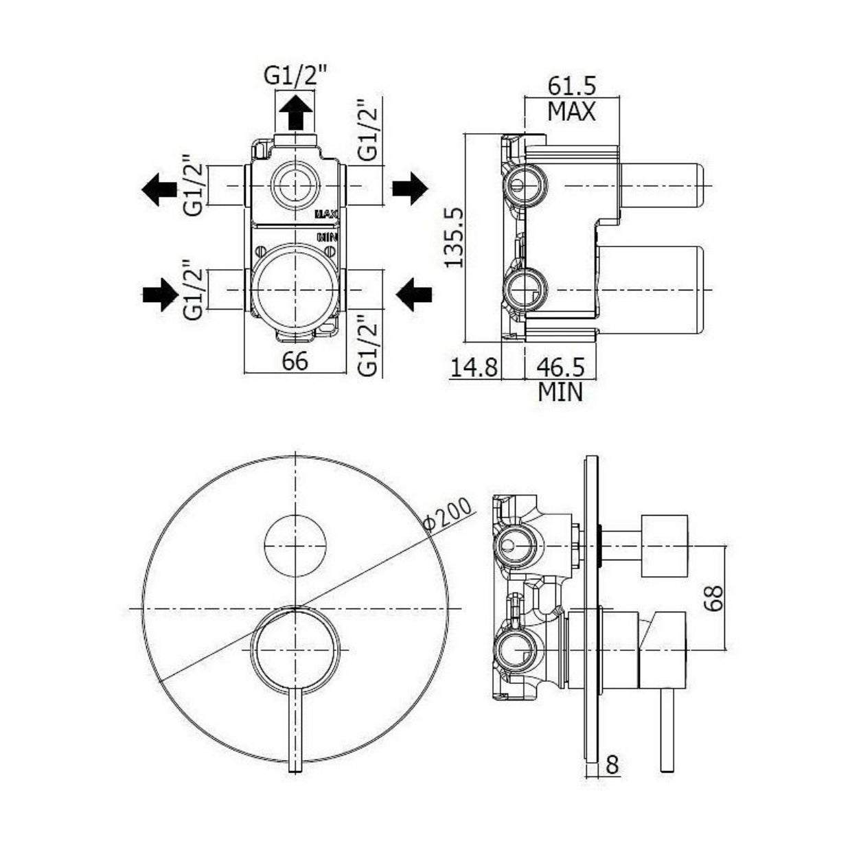 LIG019NO Paffoni Light pokrivna plošča črna