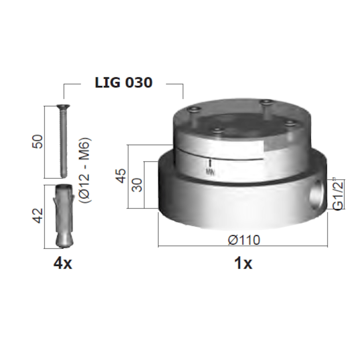 LIG030 Paffoni Light podometni del za talno namestitev samostoječe armature za kad