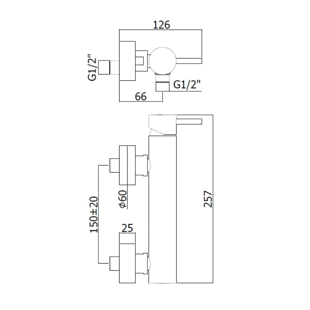 LIG168DROSE Paffoni Light stenska armatura za tuš s tuš setom
