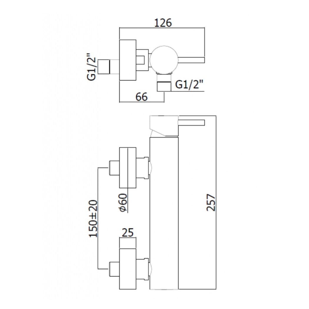 LIG168NO Paffoni Light stenska armatura za tuš črna