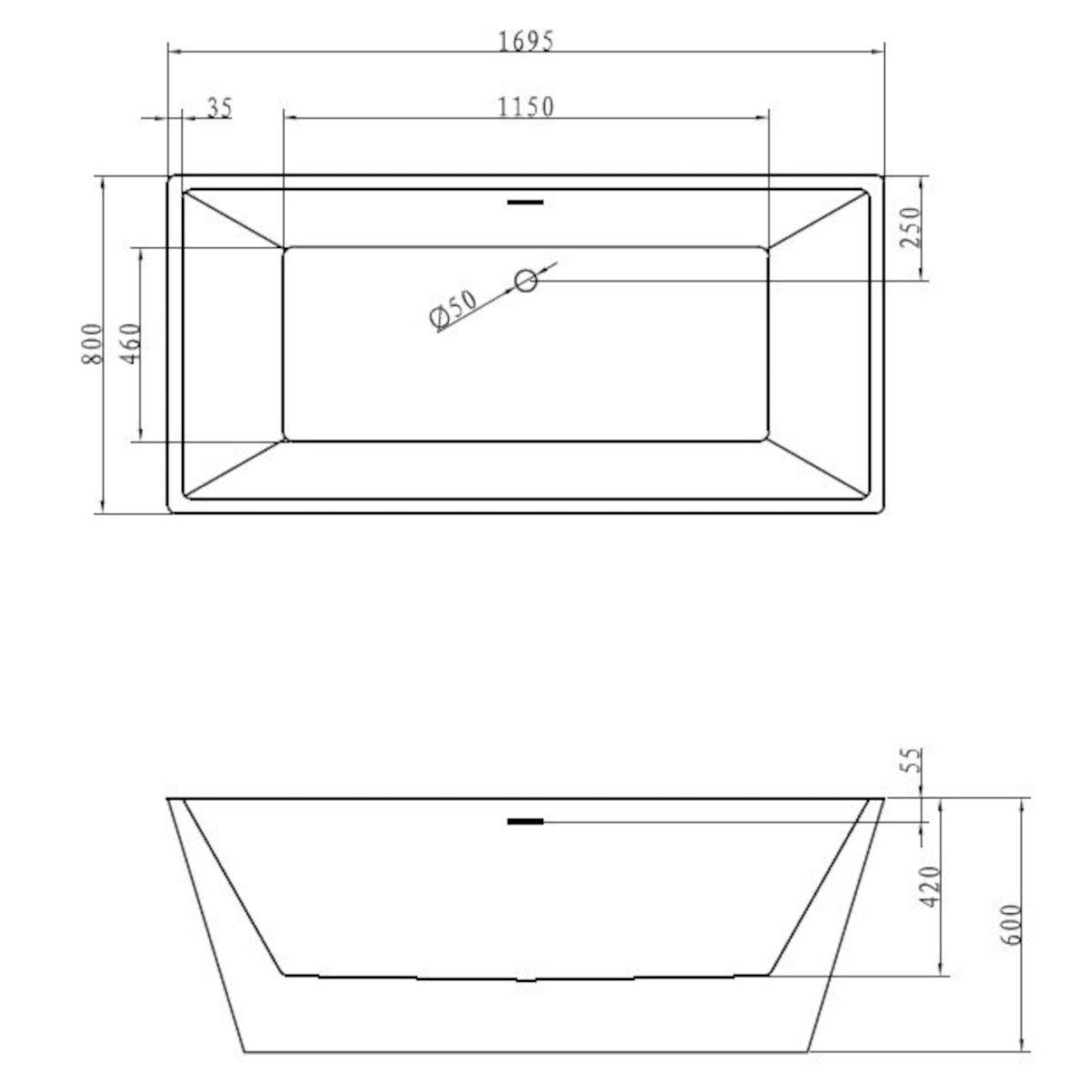 MARY1700 SIKO Mary prostostoječa kopalna kad iz akrila