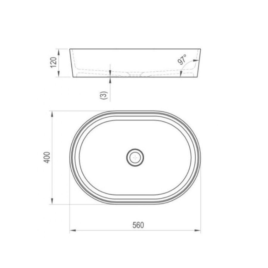 XJN01300002 Ravak Moon 56 x 40 cm ovalni nadpultni umivalnik