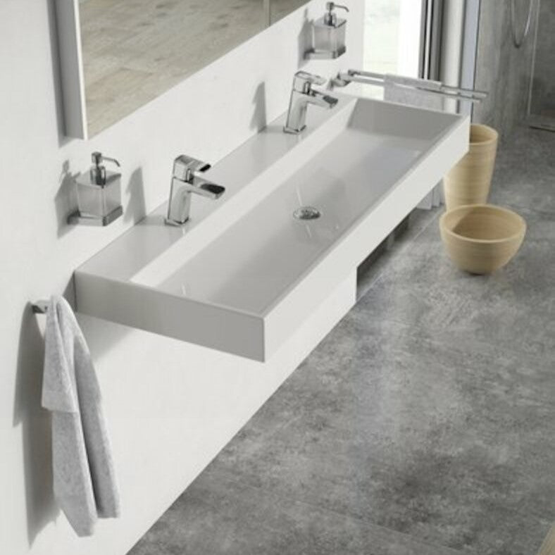 XJO01212000 Ravak Natural 120 x 45 cm dvojni umivalnik iz litega marmorja z 2 odprtinama